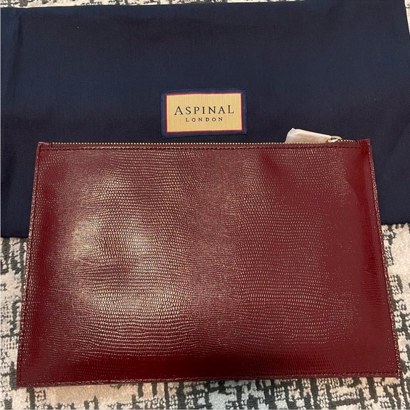 ASPINAL OF LONDON
Large Essential lizard-embossed leather flat pouch - Picture 5 of 7